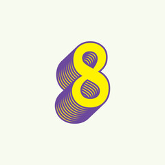 number 8 vintage style. old retro latin eight sign symbol numbers flat vector illustration