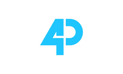 Creative Vector Illustration Logo Design. Initial Letter P and Number 4 Concept.