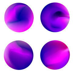 A set of circular gradients. Multicolored purple sphere. Modern abstract background texture. Template for the design. Isolated objects. Vector
