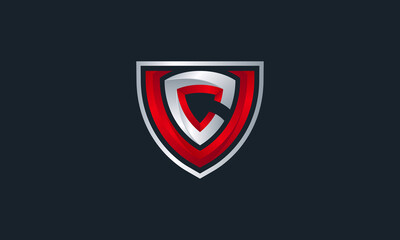 Creative Vector Illustration Logo Design. Initial Letter V and C with Shield Concept.