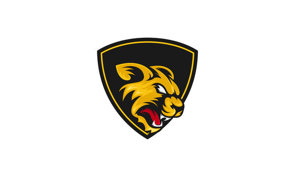 Creative Vector Illustration Logo Design. Wolf Head Shield E-Sport Concept.