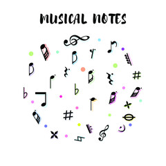 Pack of musical notes with color. Eps10 vector illustration.