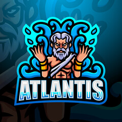 Atlantis mascot esport logo design