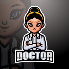 Doctor woman mascot esport logo design