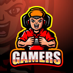 Gamer boy mascot esport logo design