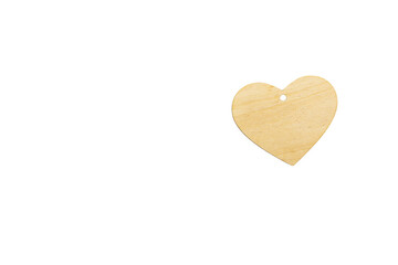 Template of a wooden heart with a slot for a pendant on a white background, isolate. Mock up for Invitation, Valentine's day, Business Card