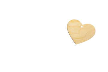 Template of a wooden heart with a slot for a pendant on a white background, isolate. Mock up for Invitation, Valentine's day, Business Card
