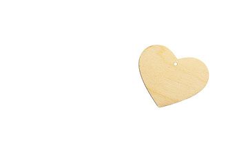 Template of a wooden heart with a slot for a pendant on a white background, isolate. Mock up for Invitation, Valentine's day, Business Card