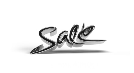 3D Render Silver Sale Banner letter, words about discount and prices Illustration Design.