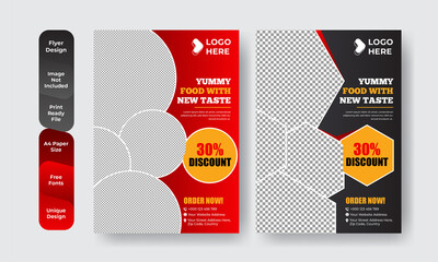Set of restaurant menu and flyer design templates modern with colorful size A4 size. Vector illustrations for food and drink marketing material, ads, templates, cover design.
