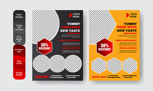 Set Of Restaurant Menu And Flyer Design Templates Modern With Colorful Size A4 Size. Vector Illustrations For Food And Drink Marketing Material, Ads, Templates, Cover Design.