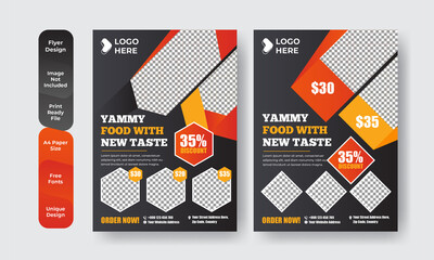 Set of restaurant menu and flyer design templates modern with colorful size A4 size. Vector illustrations for food and drink marketing material, ads, templates, cover design.
