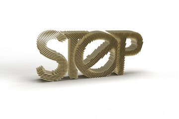 3D Render Stop Calligraphic line art Text shopping poster illustration Design.