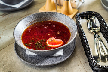 beetroot soup with sour cream