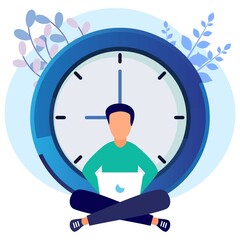 Illustration vector graphic cartoon character of time management