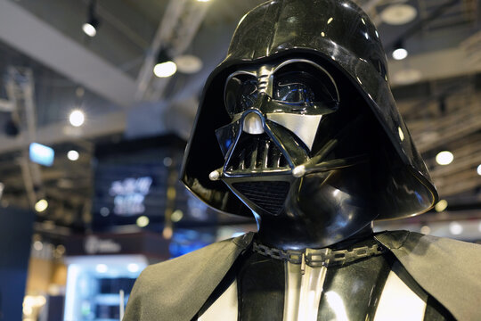 Close up of Darth Vader fictional character figures in Ximending Mall, Taipei. Darth Vader span the first six Star Wars films, as well as Rogue One. TAIPEI, TAIWAN - JUNE 26, 2018.