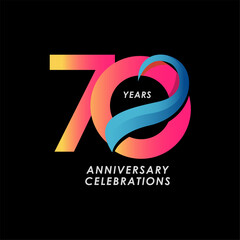 70 Years Anniversary Celebration Number Vector Template Design Illustration