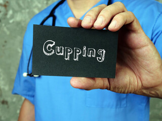 Health care concept meaning Cupping with sign on the piece of paper.