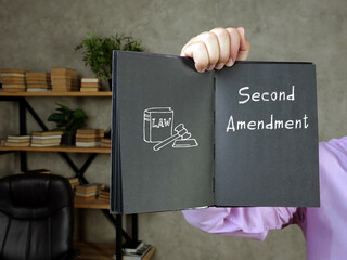 Business concept meaning Second Amendment with sign on the sheet.