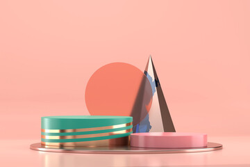 Abstract cosmetic platform stage podium for product display showcase 3d render