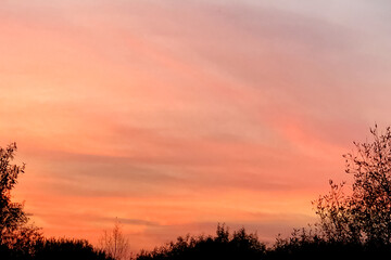 Fototapeta na wymiar Colorful pink and orange sunset sky background