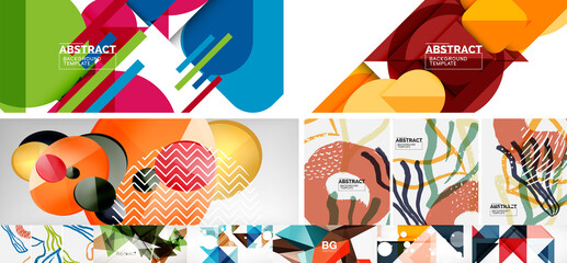 Set of geometric abstract backgrounds. Vector illustration for covers, banners, flyers, social media