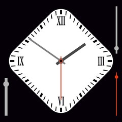 Vector vintage white diamond-shaped watch dial with arrows. Illustration clip-art