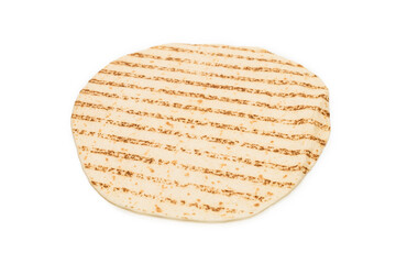 Grilled pitta bread isolated on white background.