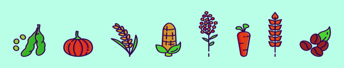 kind of plants cartoon icon design template with various models. vector illustration isolated on blue background