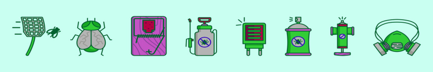 set of pest control cartoon icon design template with various models. vector illustration isolated on blue background