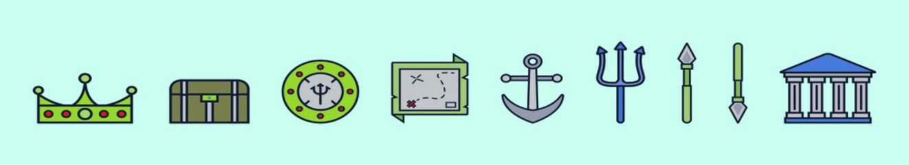 set of sea items cartoon icon design template with various models. vector illustration isolated on blue background