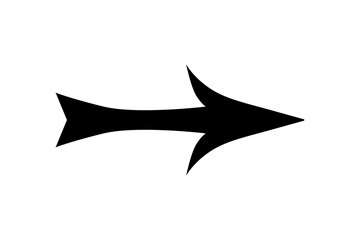 A flat black arrow icon. Direction sign, navigation button. Good for projects.	