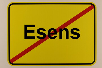 Illustration eines Stadtausgangsschildes der Stadt Esens