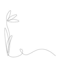 Flower continuous line drawing, vector illustration