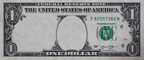 U.S. 1 dollar border with empty middle area