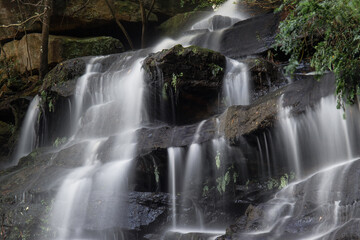 Close-up view of waterfall cascade.