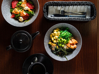 buddha bowl on the wooden table
