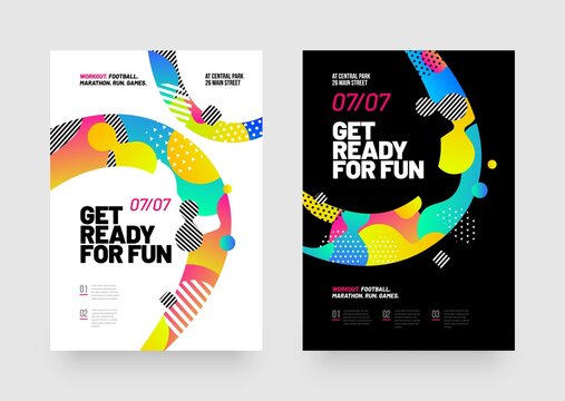 Poster design with abstract colored shapes for fun event, party or competition.
