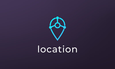 Simple pin position logo. abstract destination location icon, route direction symbol design