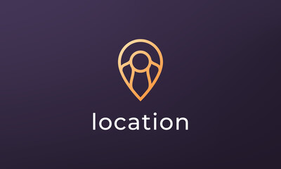 Simple pin position logo. abstract destination location icon, route direction symbol design