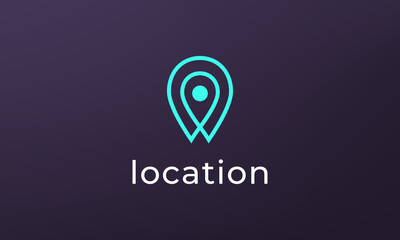 Simple pin position logo. abstract destination location icon, route direction symbol design