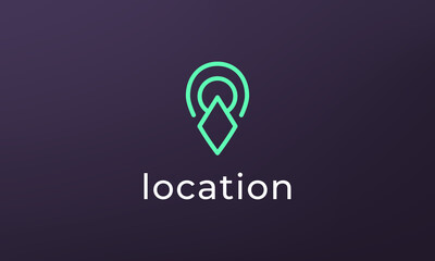 Simple pin position logo. abstract destination location icon, route direction symbol design