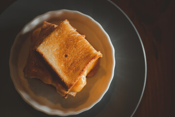 Toast sandwich with cheese and bacon