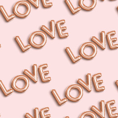 Seamless Pattern - Gold Foil Balloon on Pink Pastel Background 