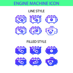 Engine machine icon set, vector eps 10