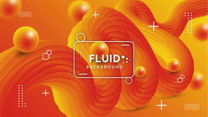 3d flow abstract background with orange & yellow color.  fluid background. applicable for banner, poster, flyer & etc. 