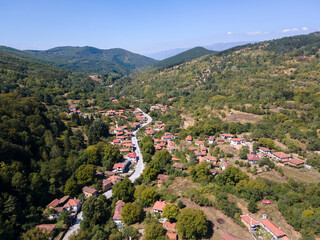 Fototapeta na wymiar Aerial view of village of Svezhen, Plovdiv Region, Bulgaria