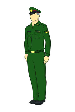 Standing Thailand army sergeant in drawing style isolated vector