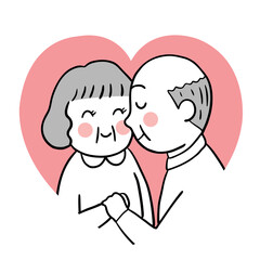 Hand draw cartoon cute Valentine day, Couple older in frame heart vector.