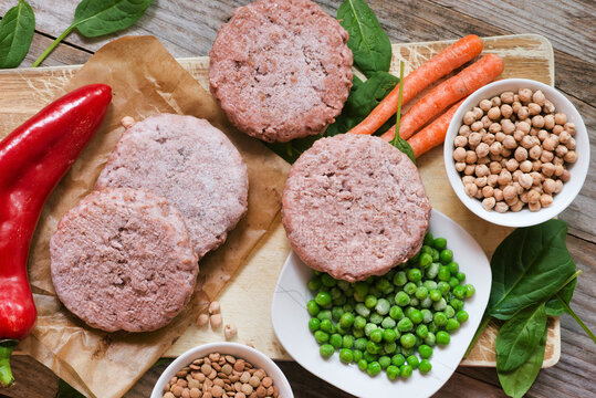 Veggie burger patties or plant based meat